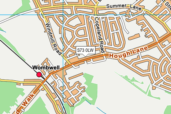 S73 0LW map - OS VectorMap District (Ordnance Survey)