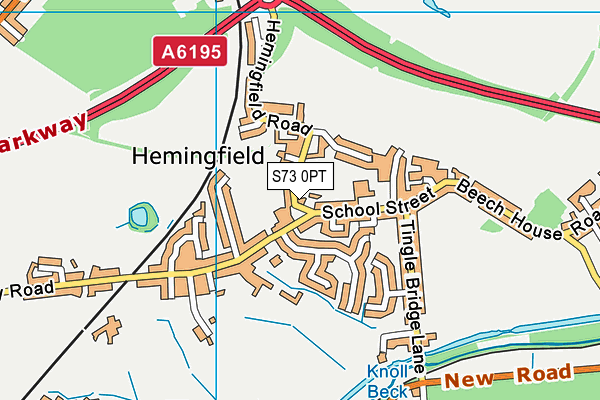 S73 0PT map - OS VectorMap District (Ordnance Survey)