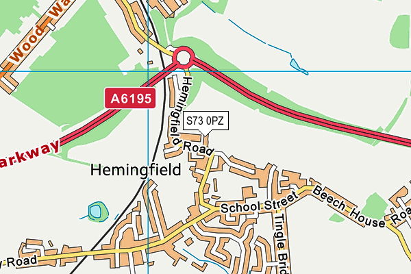 S73 0PZ map - OS VectorMap District (Ordnance Survey)