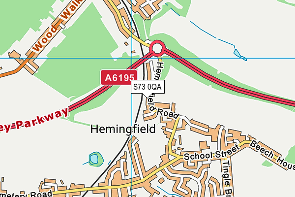 S73 0QA map - OS VectorMap District (Ordnance Survey)