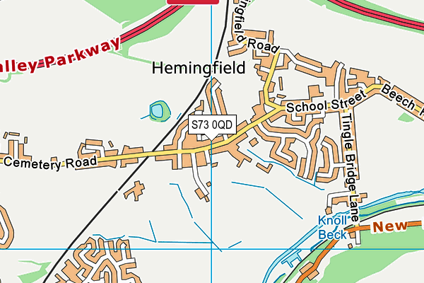 S73 0QD map - OS VectorMap District (Ordnance Survey)