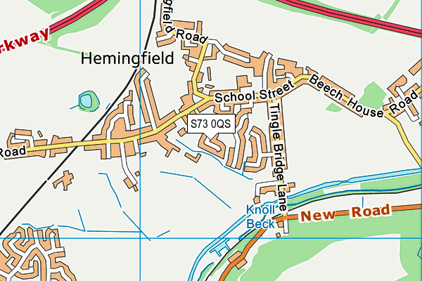 S73 0QS map - OS VectorMap District (Ordnance Survey)