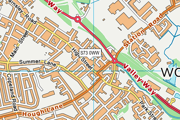 S73 0WW map - OS VectorMap District (Ordnance Survey)