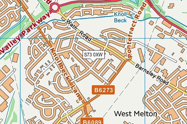 S73 0XW map - OS VectorMap District (Ordnance Survey)