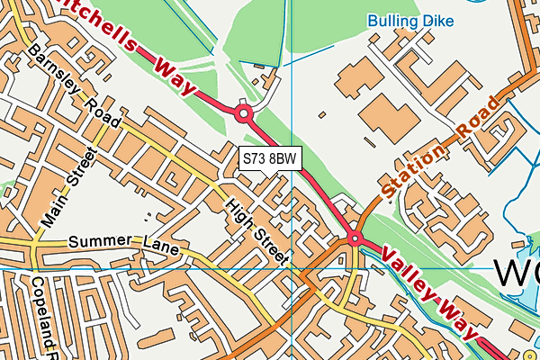 S73 8BW map - OS VectorMap District (Ordnance Survey)