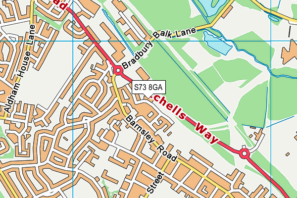 S73 8GA map - OS VectorMap District (Ordnance Survey)