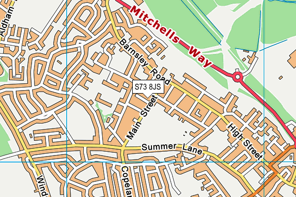 S73 8JS map - OS VectorMap District (Ordnance Survey)