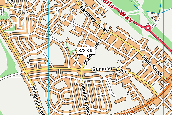 S73 8JU map - OS VectorMap District (Ordnance Survey)