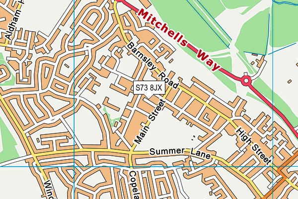 S73 8JX map - OS VectorMap District (Ordnance Survey)