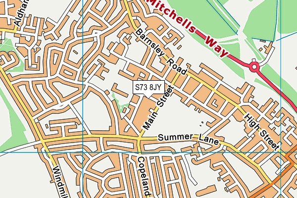 S73 8JY map - OS VectorMap District (Ordnance Survey)