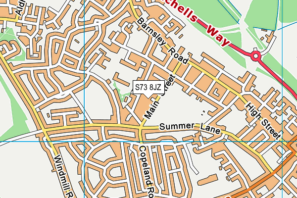 S73 8JZ map - OS VectorMap District (Ordnance Survey)