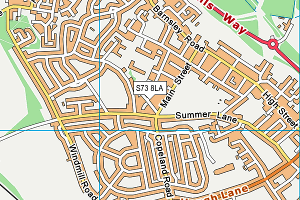 S73 8LA map - OS VectorMap District (Ordnance Survey)