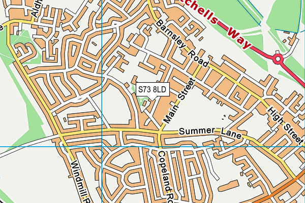 S73 8LD map - OS VectorMap District (Ordnance Survey)