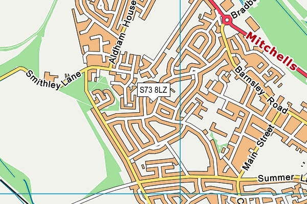 S73 8LZ map - OS VectorMap District (Ordnance Survey)