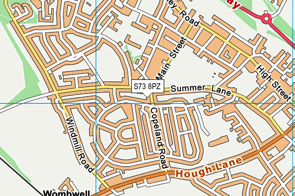 S73 8PZ map - OS VectorMap District (Ordnance Survey)