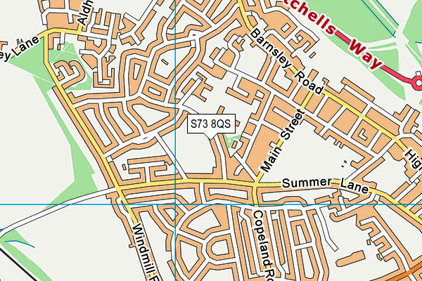 S73 8QS map - OS VectorMap District (Ordnance Survey)