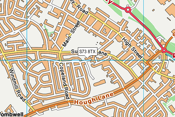 S73 8TX map - OS VectorMap District (Ordnance Survey)