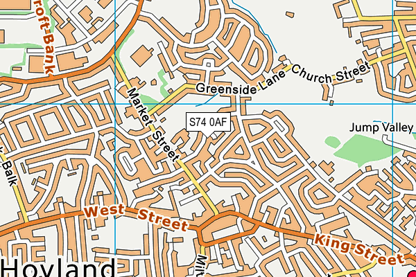 S74 0AF map - OS VectorMap District (Ordnance Survey)