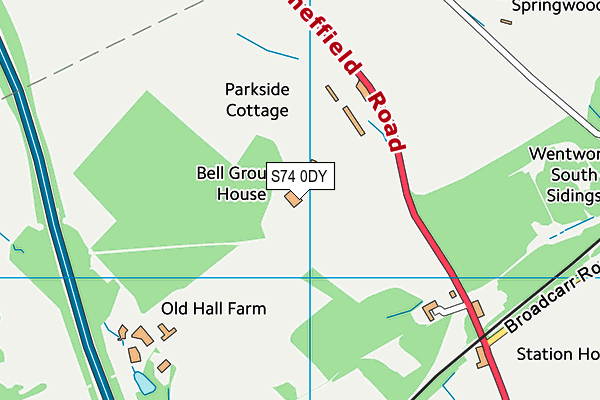 S74 0DY map - OS VectorMap District (Ordnance Survey)