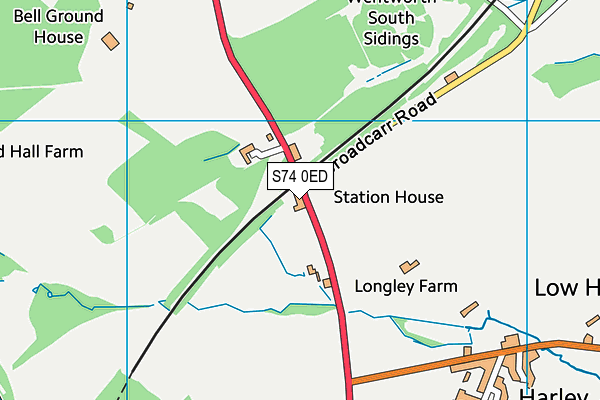 S74 0ED map - OS VectorMap District (Ordnance Survey)