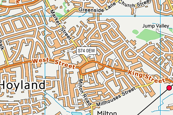 S74 0EW map - OS VectorMap District (Ordnance Survey)