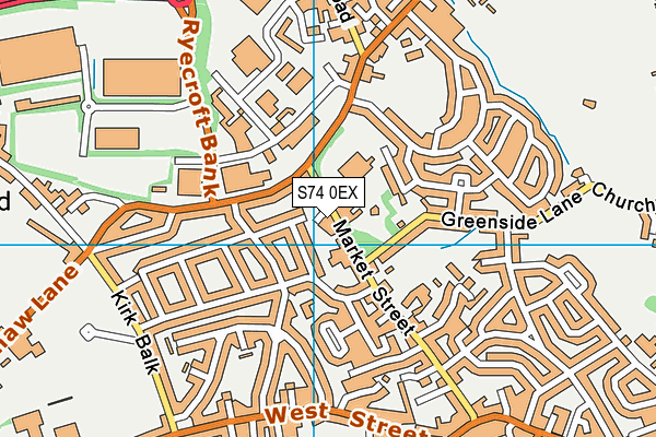 S74 0EX map - OS VectorMap District (Ordnance Survey)