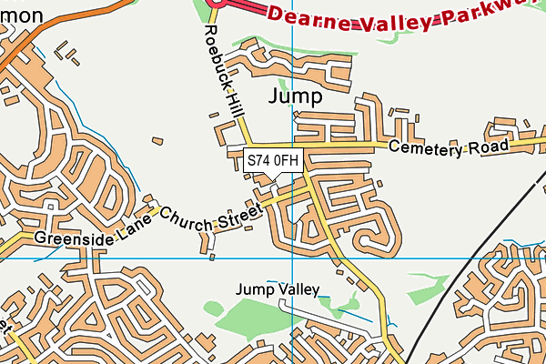 S74 0FH map - OS VectorMap District (Ordnance Survey)