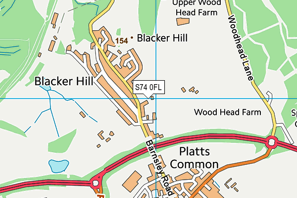 S74 0FL map - OS VectorMap District (Ordnance Survey)