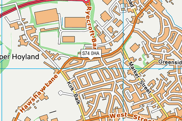 S74 0HA map - OS VectorMap District (Ordnance Survey)