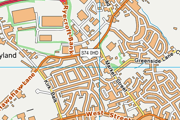 S74 0HD map - OS VectorMap District (Ordnance Survey)