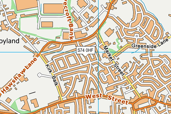 S74 0HF map - OS VectorMap District (Ordnance Survey)