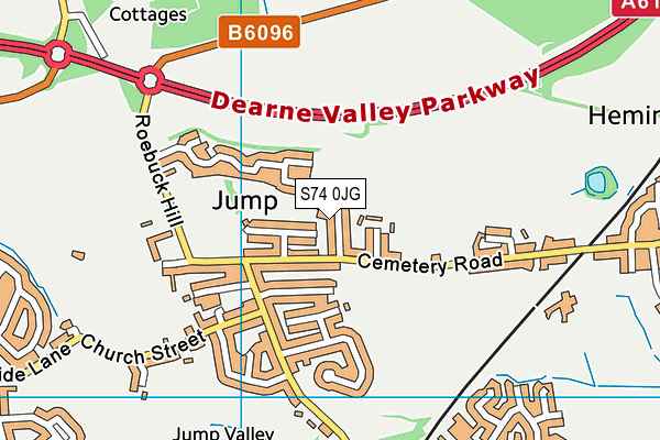 S74 0JG map - OS VectorMap District (Ordnance Survey)