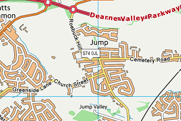 S74 0JL map - OS VectorMap District (Ordnance Survey)