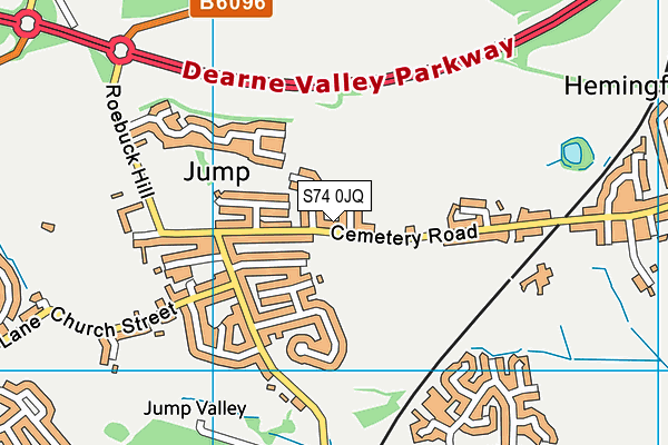 S74 0JQ map - OS VectorMap District (Ordnance Survey)