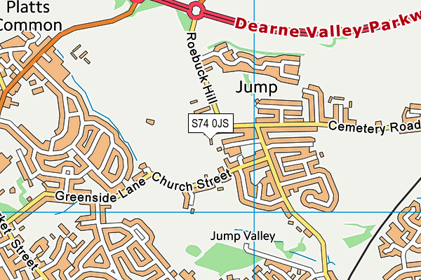 S74 0JS map - OS VectorMap District (Ordnance Survey)