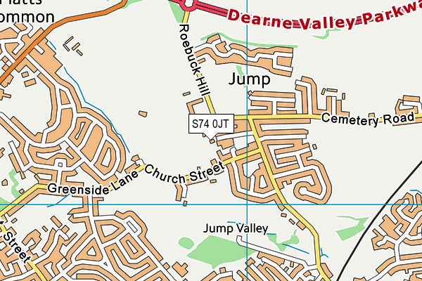 S74 0JT map - OS VectorMap District (Ordnance Survey)