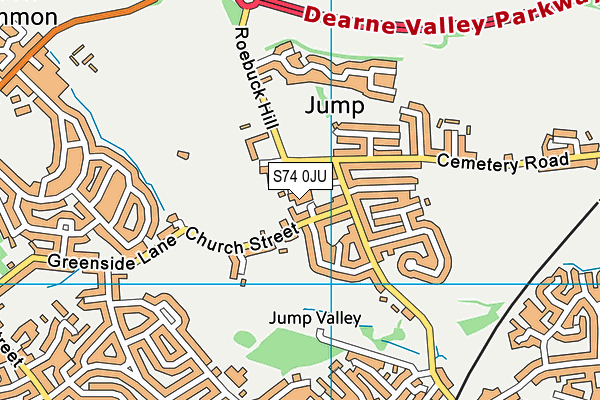 S74 0JU map - OS VectorMap District (Ordnance Survey)