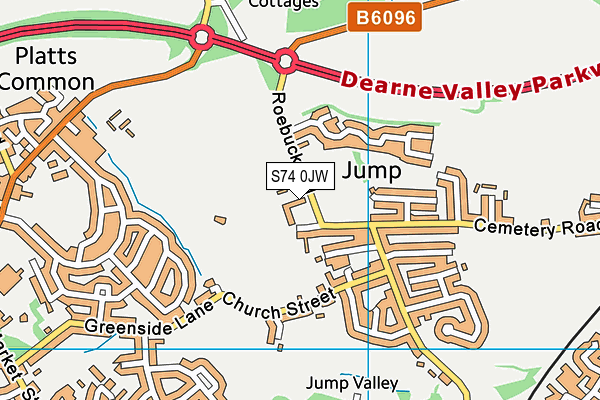 S74 0JW map - OS VectorMap District (Ordnance Survey)