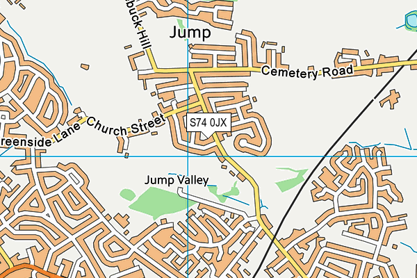 S74 0JX map - OS VectorMap District (Ordnance Survey)