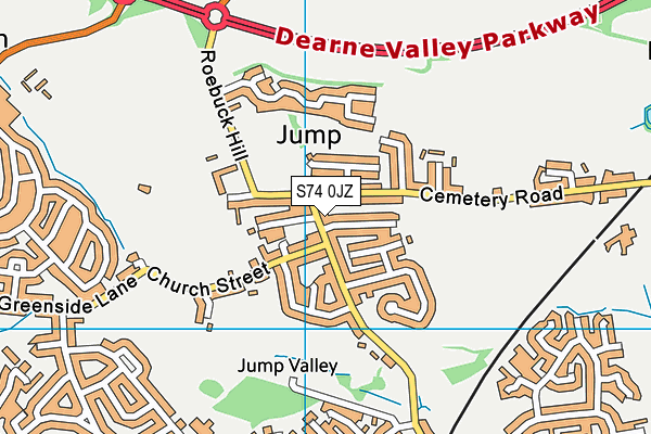 S74 0JZ map - OS VectorMap District (Ordnance Survey)