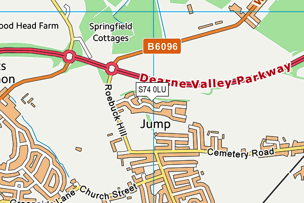 S74 0LU map - OS VectorMap District (Ordnance Survey)