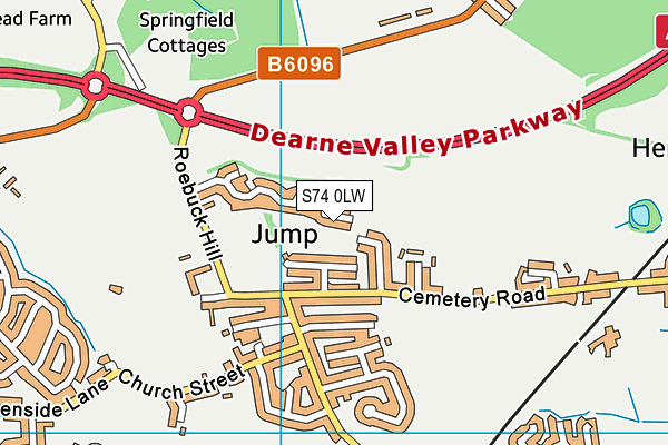 S74 0LW map - OS VectorMap District (Ordnance Survey)