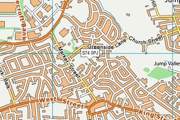 S74 0PJ map - OS VectorMap District (Ordnance Survey)