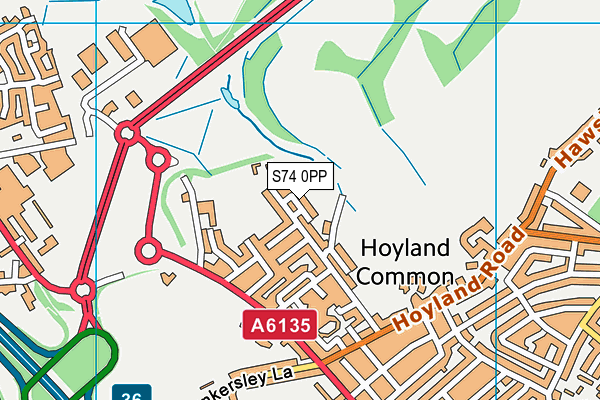 S74 0PP map - OS VectorMap District (Ordnance Survey)