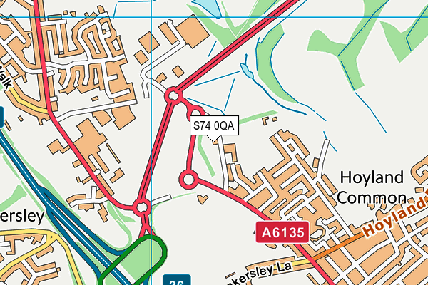 S74 0QA map - OS VectorMap District (Ordnance Survey)