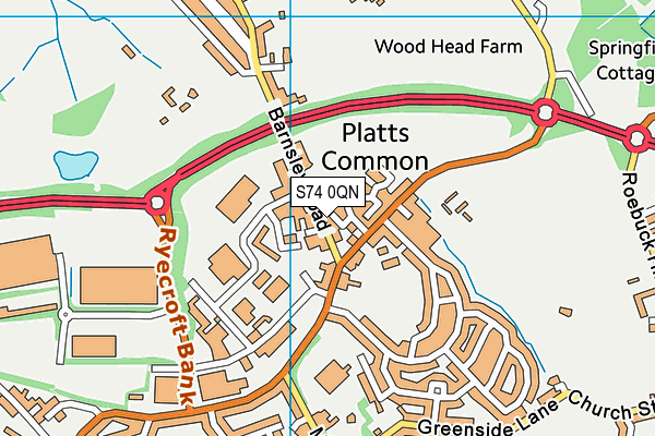 S74 0QN map - OS VectorMap District (Ordnance Survey)