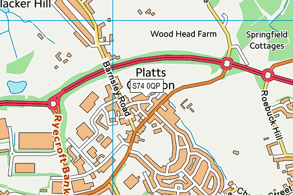 S74 0QP map - OS VectorMap District (Ordnance Survey)