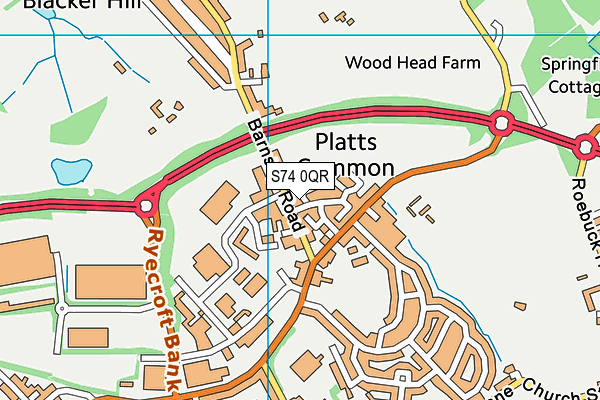 S74 0QR map - OS VectorMap District (Ordnance Survey)