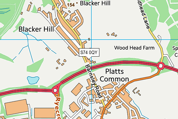 S74 0QY map - OS VectorMap District (Ordnance Survey)