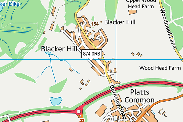 S74 0RB map - OS VectorMap District (Ordnance Survey)